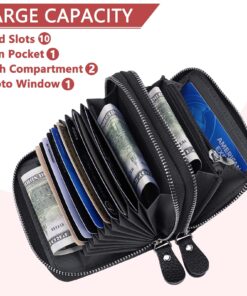 Alternative view of RFID Blocking Leather Wallet for Women,Excellent Women's Genuine Leather Credit Card Holder A-Black 3.0/Finest Milled Cowhide