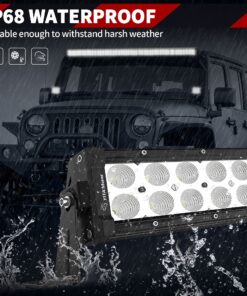 LEDKINGDOMUS Led Light Bar 300W 52 inches Curved Light Bar & 2pc 4 inches 18W Flood Light Pods & Switch Wiring Harness Compatible for Jeep, Pickup, Truck, Car, ATV, 4x4, 4WD, Off Road Driving Light 52inch + 4inch Pods + Wiring Harness Black 30 818S qfe2aL