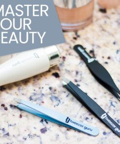 Tweezer Guru Tweezers for Women - Slant Pointed Precision Tweezers for Eyebrows & Ingrown Hair Removal - Blackhead and Splinter Tweezer with Sharp Needle Nose Point for Plucking (Black) 1 Count (Slant) Black 31 818S1gBm43L