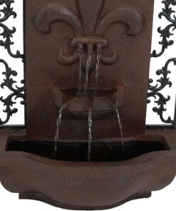 Sunnydaze French Lily 33-Inch Polystone Outdoor Wall Water Fountain - Electric Submersible Pump - Iron Finish 12 818SWl tjlL