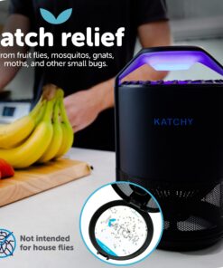 Katchy Indoor Insect Trap - Catcher & Killer for Mosquitos, Gnats, Moths, Fruit Flies - Non-Zapper Traps for Inside Your Home - Catch Insects Indoors with Suction, Bug Light & Sticky Glue (Black) Original Black 26 818ScRROweL