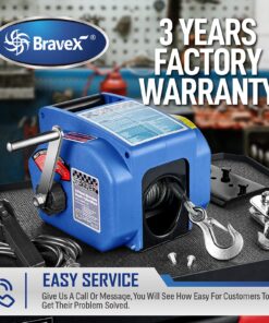 Bravex Trailer Winch 6000LBS, Reversible Portable 12-Volt DC Electric Winch Boat Trailer Truck Power-in, Power-Out (Corded Remote Control & Hand Crank) 21 818SfTJUUXL