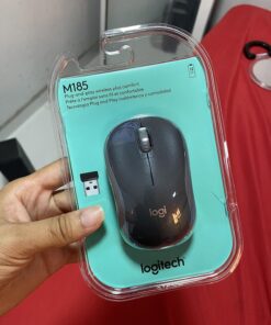 Logitech M185 Wireless Mouse, 2.4GHz with USB Mini Receiver, 12-Month Battery Life, 1000 DPI Optical Tracking, Ambidextrous, Compatible with PC, Mac, Laptop - Black USB Receiver 27 818StQsPcQL