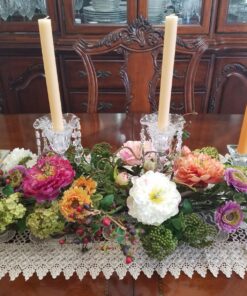 Nearly Natural 4665 Mixed Mini Peony Centerpiece Silk Flower Arrangement,10"D x 34"W x 6.5"H 10"D x 34"W x 6.5"H 43 818XctC6LVL