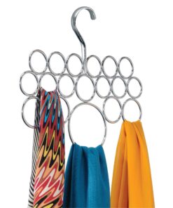 iDesign Axis Metal Loop Scarf Hanger, No Snag Closet Organization Storage Holder for Scarves, Men's Ties, Women's Shawls, Pashminas, Belts, Accessories, Clothes, 18 Loops ,0.3" x 9.9" x 11.2", Chrome 24 818XgYDYbUL