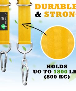 Safe Tree Swing Hanging Kit (Set of 2) - 10ft Long Straps with Two Alloy Carabiners and 2000 Lb Breaking Strength - Easy & Fast Installation for All Types of Swings and Children Black/Yellow 25 818ZS pTTFL