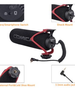comica CVM-V30 LITE Video Microphone,Super-Cardioid Condenser On-Camera Shotgun Microphone for Canon Nikon Sony Panasonic DSLR Cameras,Mic for iPhone Android Smartphone with 3.5mm Jack(Red) Red 20 818aFB4tdLL