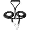 Dual Dog Leash - Double Dog Leash for Two Dogs - Tangle Free - Heavy Duty Double Ended Tandem Leash with Padded Handle for Small Medium or Large Dogs Black