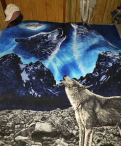 Dawhud Direct II Howling Wolf Fleece Blanket for Bed, 50" x 60" Wolf Fleece Throw Blanket for Men, Women and Kids - Super Soft Plush Wolf Blanket Throw Fleece Blanket Wolves Howling Moon 50" x 60" 17 818jCMlzdJL