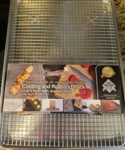 KITCHENATICS Half Sheet Cooling Rack for Cooking and Baking, Stainless Steel Baking Rack & Wire Rack, Bacon Grill Rack for Oven, Heavy-Duty Wire Cookie Cooling Rack fits Half Sheet Pan - 11.8 x 16.9 11.8" x 16.9" Half Sheet - 1 PC 41 818kQLPb1bL 2