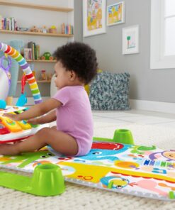 Fisher-Price Baby Playmat Deluxe Kick & Play Piano Gym & Maracas with Smart Stages Learning Content,5 Linkable Toys & 2 Soft Rattles (Amazon Exclusive) Kick N Play Green + Maracas 40 818nG2Eb6aL
