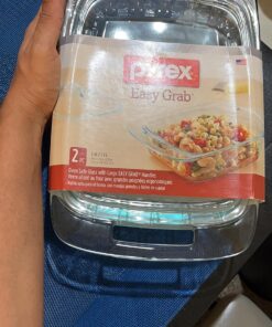 Pyrex Easy Grab 2-Qt Glass Casserole Dish with Lid, Tempered Glass Baking Dish with Large Handles, Dishwashwer, Microwave, Freezer and Pre-Heated Oven Safe 2 QT 28 818nTk5xJGL