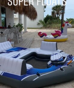 Intex Blue Tropic Inflatable 5 Person Raft or Swimming Pool Island Water Floating Lounger Raft with Backrests, Built in Cooler, and 4 Cupholders 29 818o5uAsS0L