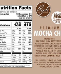 Premium Mocha Chip Ice Cream Starter Mix for ice cream maker. Rich Chocolate & Coffee.Simple, easy, delicious. From gourmet mix to maker in 5 minutes. Makes 2 creamy quarts.Made in USA.(1/14.8 oz box) 1 - Box 13 818oY9CCGfL