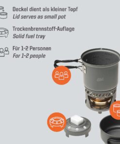 Esbit CS985HA 5-Piece Lightweight Trekking Cook Set with Brass Alcohol Burner Stove 5 - Piece Cook Set Only 13 818oyMa3v2L