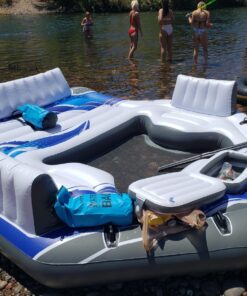 Intex Blue Tropic Inflatable 5 Person Raft or Swimming Pool Island Water Floating Lounger Raft with Backrests, Built in Cooler, and 4 Cupholders 36 818qKXbgEdL