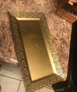 Silver Spoons and More lace Rim 14" x 7.5" Heavyweight Plastic Set of 2 Serving Trays, gold 22 818rik2La2L