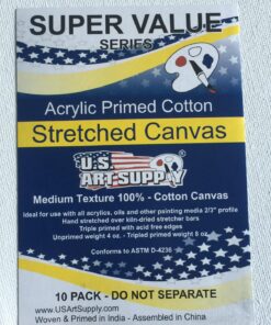 U.S. Art Supply 8 x 10 inch Stretched Canvas Super Value 10-Pack - Triple Primed Professional Artist Quality White Blank 5/8" Profile, 100% Cotton, Heavy-Weight Gesso - Acrylic Pouring, Oil Painting 8" x 10" 50 818tc1s2aqL