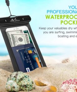 MoKo Waterproof Phone Pouch Holder, Cellphone Case Dry Bag with Lanyard Armband Compatible with iPhone 14 13 12 11 Pro Max, Samsung S21/S20/S10, Black 27 818u5234j L
