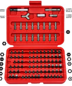 NEIKO 10048A Security Bit Set 100-Piece Set Cr-V Steel 1/4-inch Adapters Phillips Slotted Hex Torx Star Tamperproof Pozi Square Spanner Torque Tri-Wing Clutch Spline Screwdriver Bit 100 Piece 27 818ufqXHbL