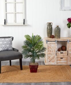 Nearly Natural 6536 Areca Palm with Wicker Basket Decorative Silk Plant, Green,10.5" x 10.5" x 40" 9 818v HmDrLL