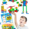 Brickyard Building Blocks STEM Toys - Educational Building Toys for Kids Ages 4-8 with 163 Pieces, Tools, Design Guide and Toy Storage Box, Gift for Boys & Girls 163 Piece 34 818vmMB s6L 1