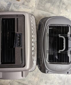 Petmate Two-Door Small Dog Kennel & Cat Kennel (Top Loading or Front Loading Pet Carrier, Made with Recycled Materials, 24 inches in Length) For Pets up to 15 Pounds, Made in USA 24.0"L x 14.5"W x 17.0"H TAN 39 818wct0sbmL 1