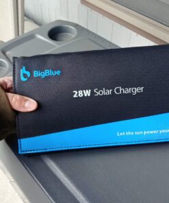Solar Panels Charger with Digital Ammeter, BigBlue 28W SunPower Camping Solar Panel, Dual USB(5V/4A Overall), IPX4 Waterproof, Compatible with iPhone 13/11/Xs/X/8/7, iPad, Samsung Galaxy, Google Pixel Blue 69 818x5tkbm6L