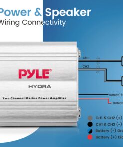 Pyle Hydra Marine Amplifier - Upgraded Elite Series 400 Watt 2 Channel Micro Amplifier - Waterproof, GAIN Level Controls, RCA Stereo Input, 3.5mm Jack & Volume Control (PLMRMP1A) Standard Packaging 15 818xbIjvQLL