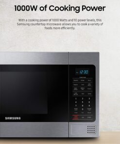 SAMSUNG 1.1 Cu Ft Countertop Microwave Oven w/ Grilling Element, Ceramic Enamel Interior, Auto Cook Options,1000 Watt, MG11H2020CT/AA, Stainless Steel, Black w/ Mirror Finish,15.8"D x 20.4"W x 11.7"H 28 818xiq3GAL