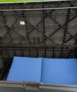 Suncast 99 Gallon Resin Wicker Patio Outdoor Storage Container for Toys, Furniture Deck box, Mocha 58 819 DF0Yq7L