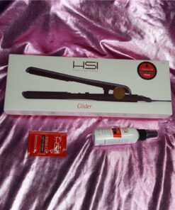 HSI PROFESSIONAL CERAMIC TOURMALINE IONIC DIGITAL FLAT IRON HAIR STRAIGHTENER INCLUDES GLOVE + POUCH AND travel size Argan Oil Leave In Hair Treatment. WORLDWIDE DUAL VOLTAGE 110v-220v (Black) Black 49 819 ScvRe5L