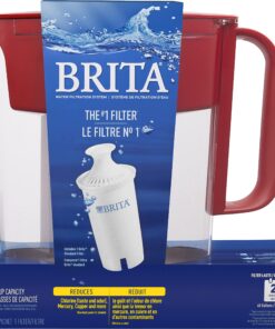 Brita Water Filter Pitcher for Tap and Drinking Water with 1 Standard Filter, Lasts 2 Months, 6-Cup Capacity, Christmas Gift for Men and Women, BPA Free, Red 44 819 m190MML
