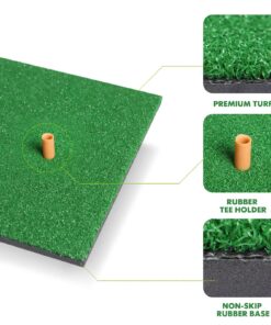 TRUEDAYS Golf Mat - Artificial Turf Golf Mat with Non-Slip Foam - 12“ x 24“ Golf Hitting Mat for Indoor and Outdoor Practice (Includes Rubber Tee Holder and Tees) 12"x24" 24 8191V5rJErL
