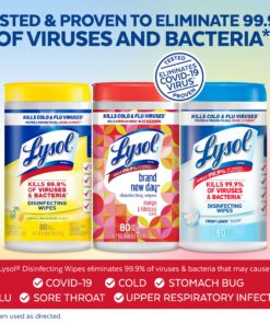 Lysol Disinfectant Wipes Bundle, Multi-Surface Antibacterial Cleaning Wipes, contains x2 Lemon & Lim Blossom, Crisp Linen, Mango & Hibiscus, 80 Count (Pack of 4) 17 8191gEA20L 1