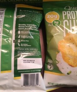 Quest Nutrition Sour Cream & Onion Protein Chips, Low Carb, Gluten Free, Potato Free, Baked, (8 Count of 1.1 oz Bags) 9 oz 1.1 Ounce (Pack of 8) 27 8192m79fXJL