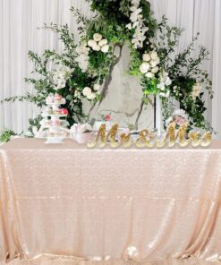 ShinyBeauty 60inx102in Sequin Tablecloth for Wedding/Party- Champagne Blush 60x102-Inch 27 8194J9ZxFFL