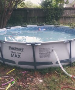 Bestway Steel Pro MAX 12 Foot x 30 Inch Round Metal Frame Above Ground Outdoor Backyard Swimming Pool Set with 330 GPH Filter Pump 12' x 30" 41 8195JLz8SJL