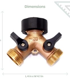 Alternative view of Brass Garden Hose Connector Y Hose Splitter, Hose Splitter, 2 Way Heavy Duty, Garden Hose Y Splitter, Solid Garden Hose Connector, Brass Hose Manifold Adapter, Hose Bib -Brass 2.75x1.77x2.75in