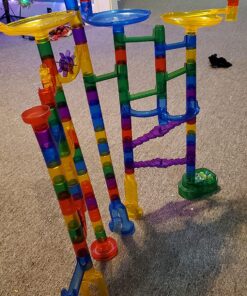 Marble Genius Marble Run (130 Complete Pieces) Maze Track or Board Games for Kids 8-12, for Adults, Teens, and Toddlers, (80 Translucent Marbulous Pieces + 50 Glass-Marble Set), Starter Set 2.) Starter Set - 130 Complete Pieces 33 81975SkNLL