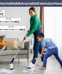 YKYI Electric Spin Scrubber,Cordless Cleaning Brush,Shower Cleaning Brush with 8 Replaceable Brush Heads, Power Scrubber 3 Adjustable Speeds,Adjustable & Detachable Long Handle,Voice Broadcast 28 8197UaXlWbL