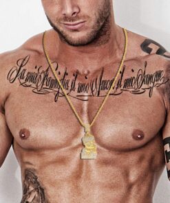 putouzip Bart Chain Necklace 18K Gold Plated Fully Iced Out Stainless Steel Pendant For Men Boys Gift 24 8198EjGm4tL