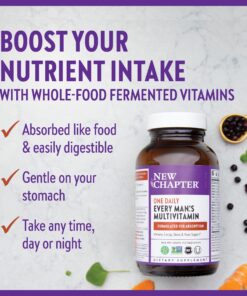 New Chapter Men's Multivitamin for Immune, Stress, Heart + Energy Support with Fermented Nutrients - Every Man's One Daily, Made with Organic Vegetables & Herbs, Non-GMO, Gluten Free - 48 ct 48 Count (Pack of 1) 20 819BKZdI TL 2