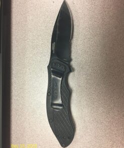 Kershaw Clash Black Serrated Pocketknife, 3" 8Cr13MoV Steel Drop Point Blade, Assisted One-Handed Flipper Opening, Folding Utility EDC 39 819E3maRAL