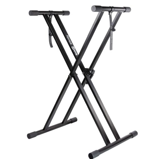 RockJam Xfinity Heavy-Duty, Double-X, Pre-Assembled, Infinitely Adjustable Piano Keyboard Stand with Locking Straps