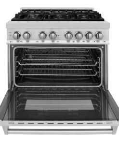 ZLINE 36" 4.6 cu. ft. Dual Fuel Range with Gas Stove and Electric Oven with Color Door Options (RA36) (Stainless Steel) 12 819IjPH2WxL