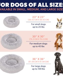 Alternative view of Active Pets Plush Calming Donut Dog Bed - Anti Anxiety Bed for Dogs, Soft Fuzzy Comfort - for Small Dogs and Cats, Fits up to 25lbs, 23" x 23" (Small, Beige) 23.0"L x 23.0"W x 8.0"Th