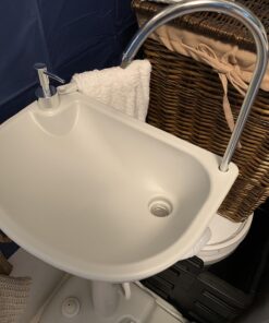 SereneLife Portable Camping Sink w/Towel Holder & Soap Dispenser - Hand Wash Basin Stand w/Rolling Wheels - For Outdoor Events, Gatherings, Worksite & Camping White Standard Towel Holder & Dispenser 43 819IyxijAyL 1