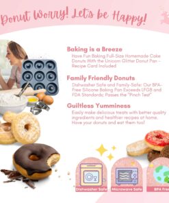 Large Non-Stick 100% LFGB Grade Silicone Donut Pan, Makes 9 Full Size Donuts, Oven, Dishwasher and Freezer Safe Donut Mold by Unicorn Glitter LLC Navy 29 819Kk17I5dL