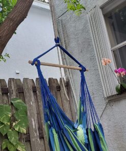 Sorbus Stylish Swing Chair - Fine Cotton Weave for Super Comfort & Durability - Hanging Hammock Chair w/2 Seat Cushions- Portable Outdoor Hanging Chair w/Hardware Kit - Indoor Outdoor Use - Max 265lbs Blue 37 819NB9KP7fL 1